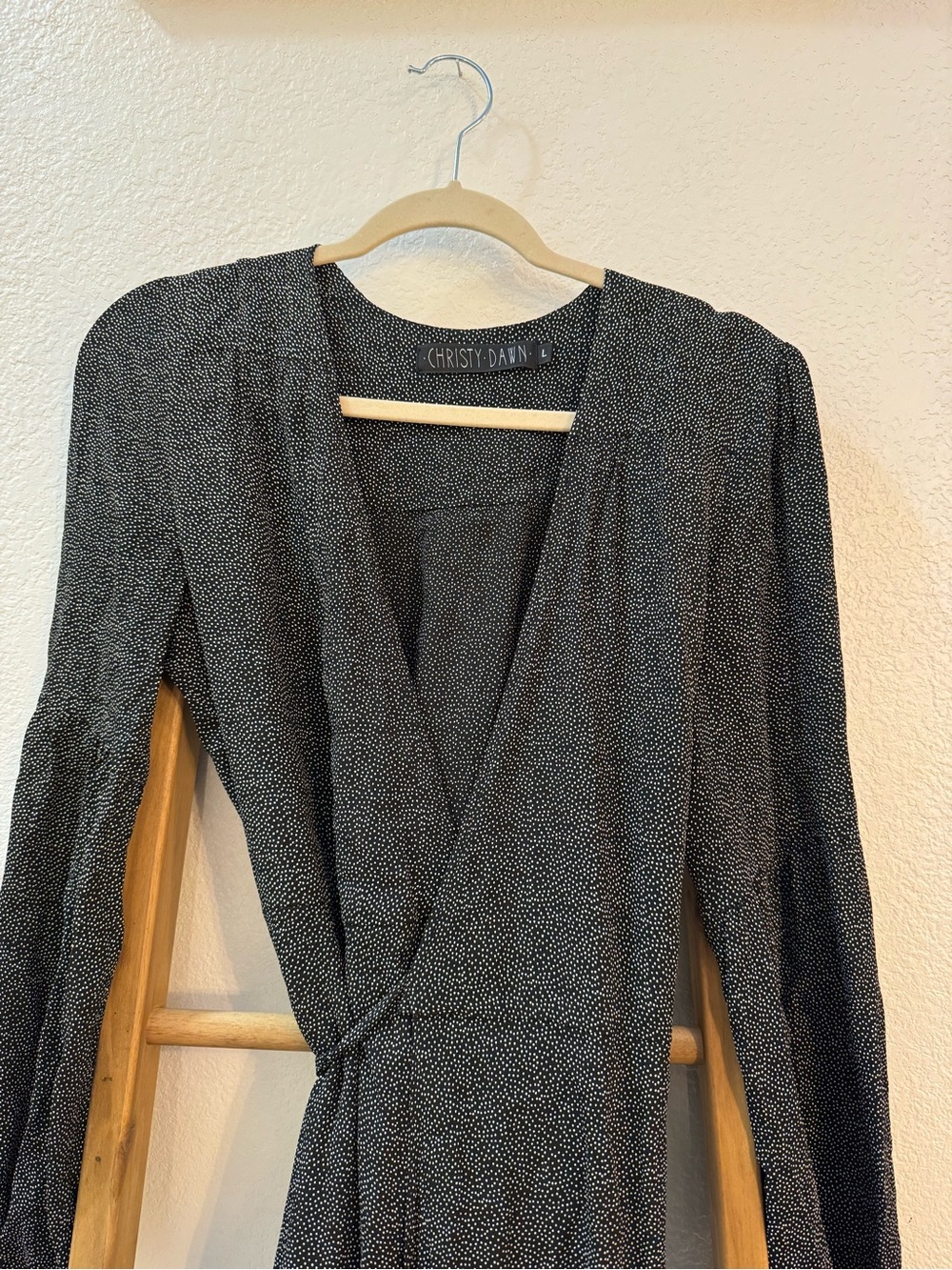 Christy Dawn Dark Heather Gray Long Sleeve Wrap Maxi Dress - Picture 7 of 15